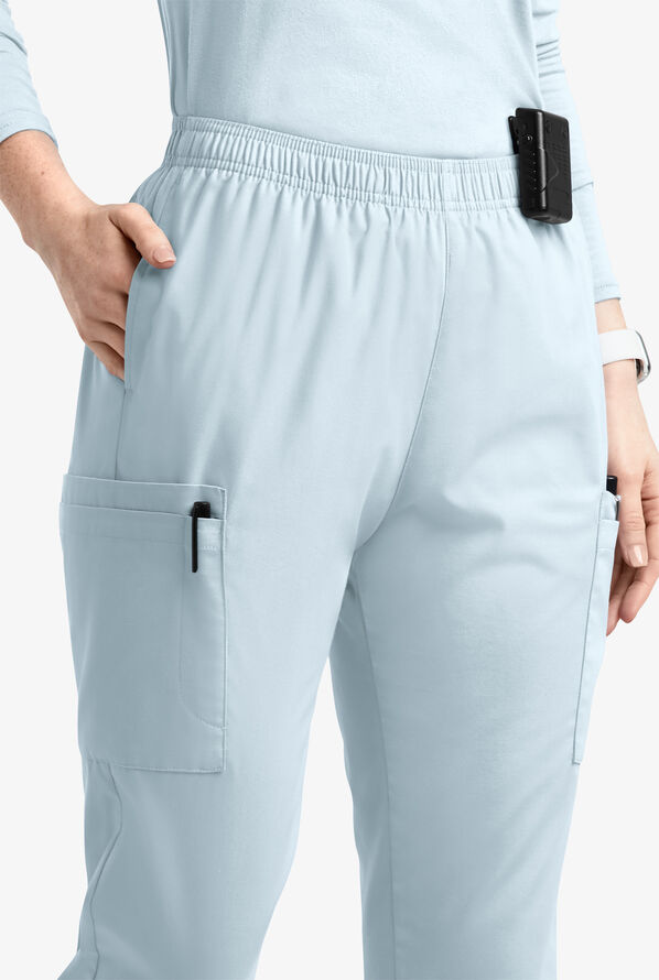 Butter-Soft Originals Women's 7-Pocket Tapered Jogger Cargo Scrub Pants - Tall - Morning Dew - 2