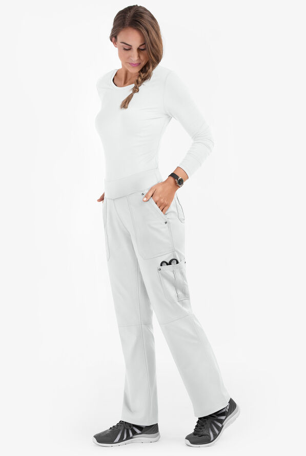 Healing Hands Purple Label Tori Women's 5-Pocket STRETCH Yoga Scrub Pants - White - 3