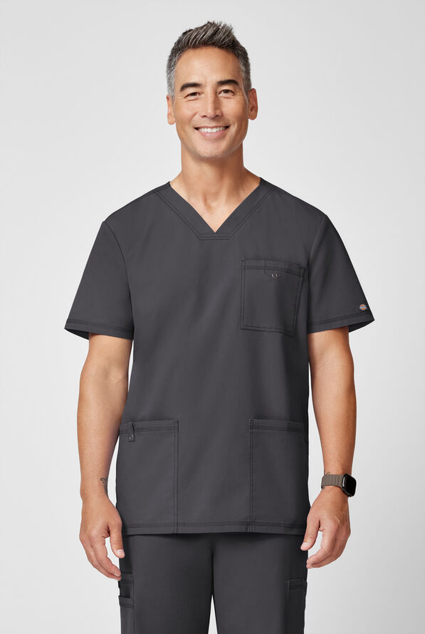 Dickies Forge Men's 3-Pocket V-Neck Scrub Top - Pewter - 3