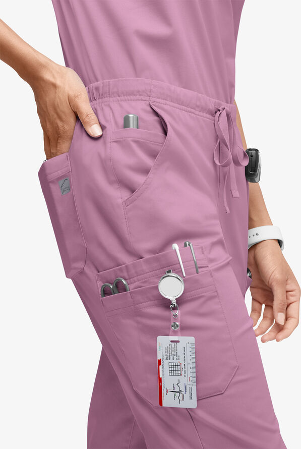 Butter-Soft STRETCH Women’s 10-Pocket Mid Rise Straight Leg Scrub Pant - Tall - Smokey Mauve - 3