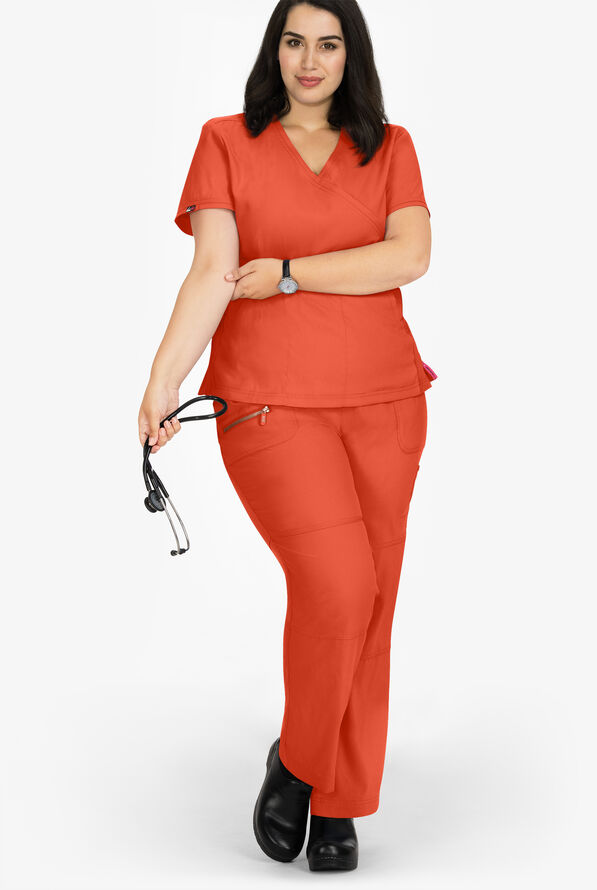 koi Lite™ Peace Women's 6-Pocket Drawstring Scrub Pants - Terracotta - 3