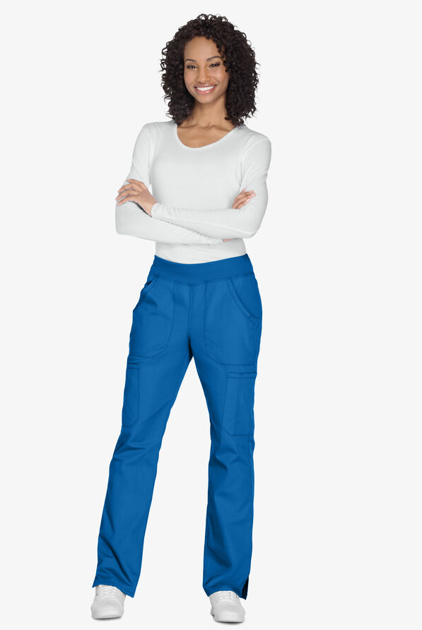 Pantalón médico Cherokee Workwear STRETCH estilo cargo con cintura acanalada y 6 bolsillos para mujer - Royal - 6