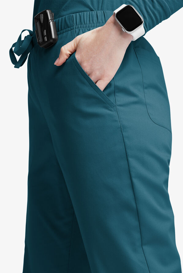 Butter-Soft Originals Women's 6-Pocket Mid Rise Flare Leg Scrub Pants - Caribbean Blue - 2