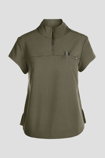 Healing Hands Quest Women's 1-Pocket STRETCH Tuck In Half Zip Collar Scrub Top