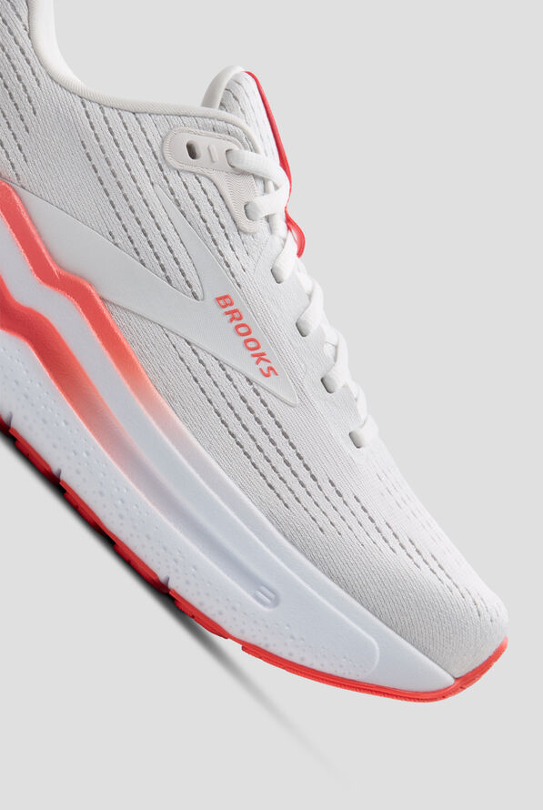 Brooks Women's Ghost Max 2 White/Hot Coral Athletic Lace Up Shoes - null - 3