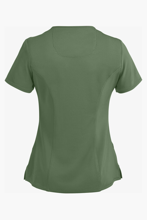 Infinity Women's 4-Pocket STRETCH Mock Wrap Scrub Top - Olive - 3