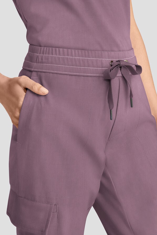 Healing Hands Quest Women's 4-Pocket STRETCH Straight Leg Drawstring Cargo Scrub Pant - Elderberry - 2