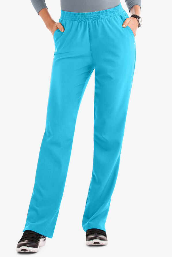 Easy STRETCH Alana Women's 2-Pocket Pull On Scrub Pants - Petite - Turquoise - 1