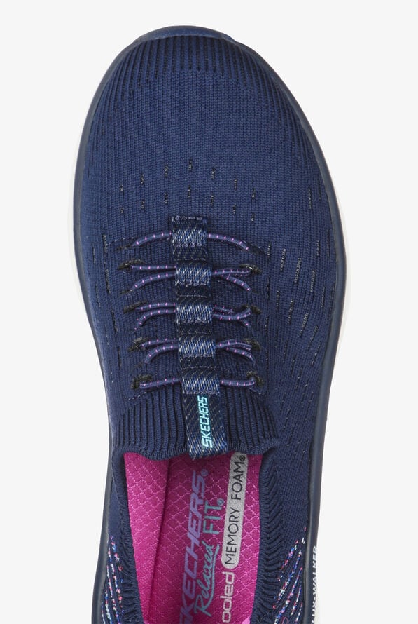 Skechers Sport Women's D'Lux Walker Star Stunner Navy/Purple Athletic Slip On Nursing Shoes - null - 2
