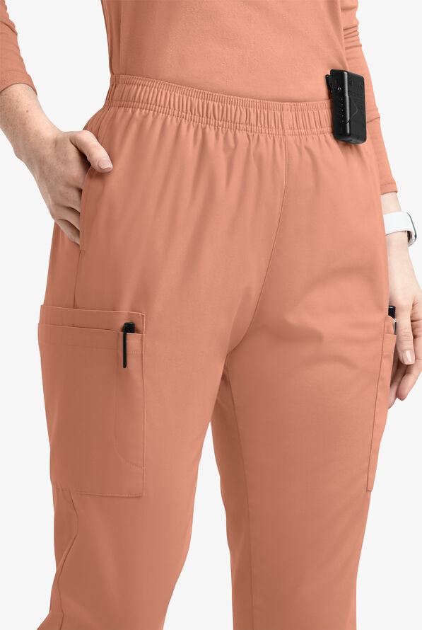 Butter-Soft Originals Women's 7-Pocket Tapered Jogger Cargo Scrub Pants - Terracotta - 2