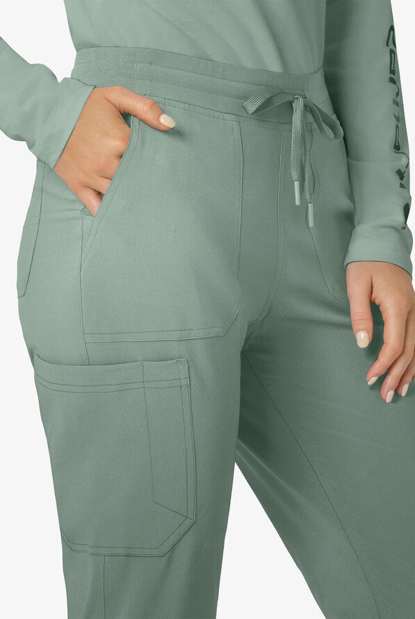 Carhartt Cross-Flex Force Women's 8-Pocket STRETCH Knit Cuff Cargo Jogger Scrub Pants - Green Slate - 3