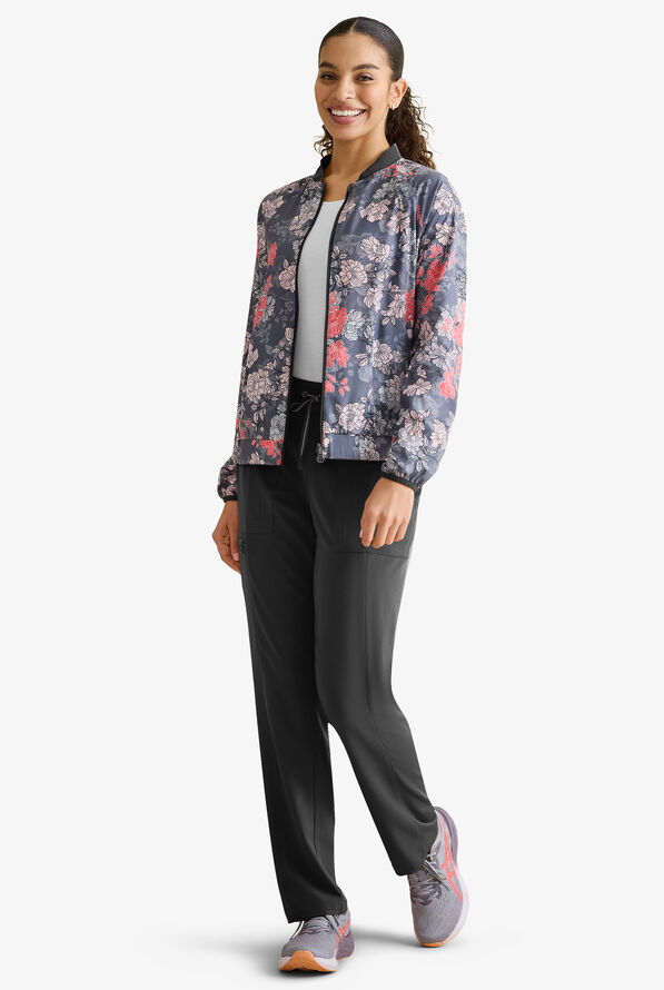 Healing Hands Limited Edition Kerry Women's 4-Pocket STRETCH Reversible Zipper Scrub Jacket - Black - 4