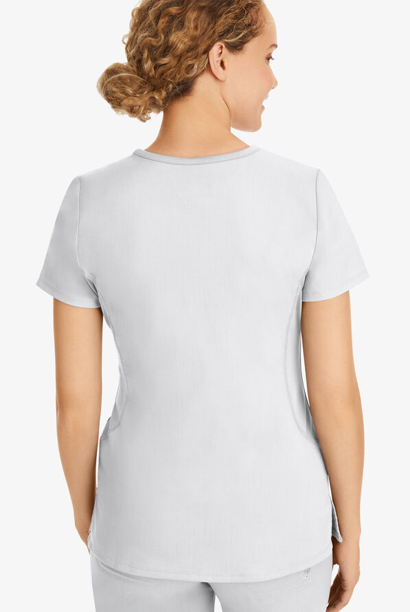Healing Hands Purple Label Juliet Women's 2-Pocket STRETCH Princess Seam Scrub Top - White - 4