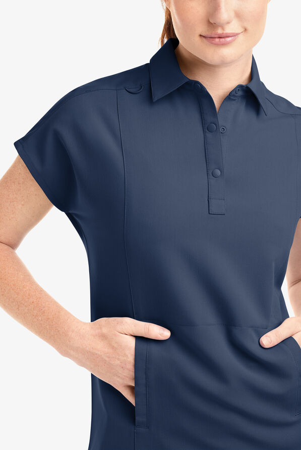 Movement by Butter-Soft Mintaka Women&rsquo;s 4-Pocket Polo Collared Scrub Top - Navy - 8
