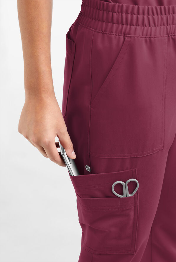 Movement by Butter-Soft Cephei Women's 11-Pocket Jogger Scrub Pants - Wine - 2