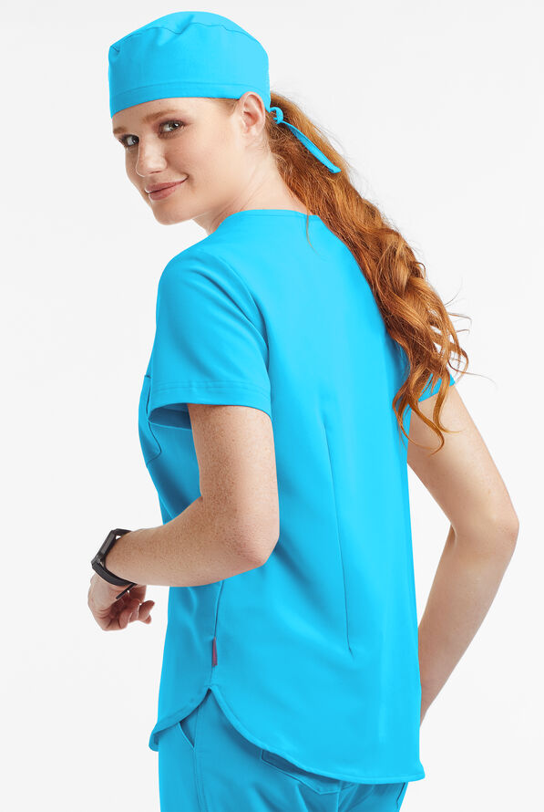 Blusa m&eacute;dica MOVEMENT by Butter-Soft Ceti con cuello en V y 1 bolsillo para mujer - Turquoise - 3