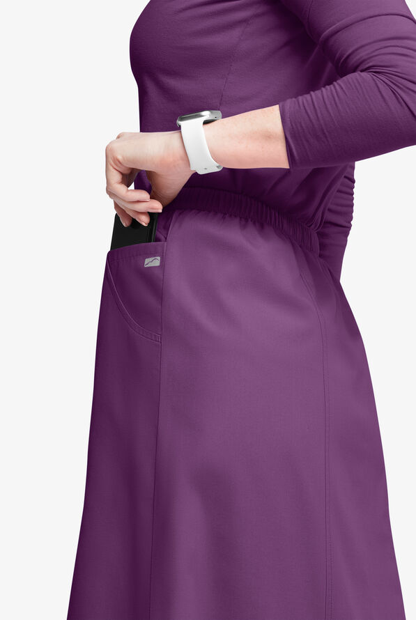Falda médica estilo acampanada Butter-Soft Originals al tobillo con 4 bolsillos para mujer - Eggplant - 2