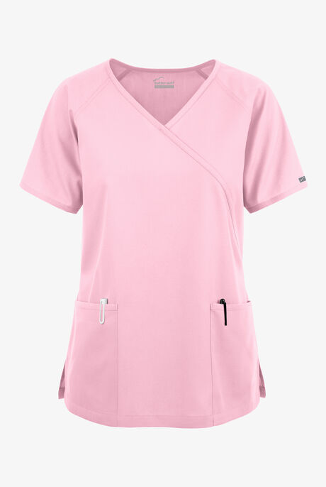 Blusa médica Butter-Soft Originals estilo cruzado con 3 bolsillos para mujer