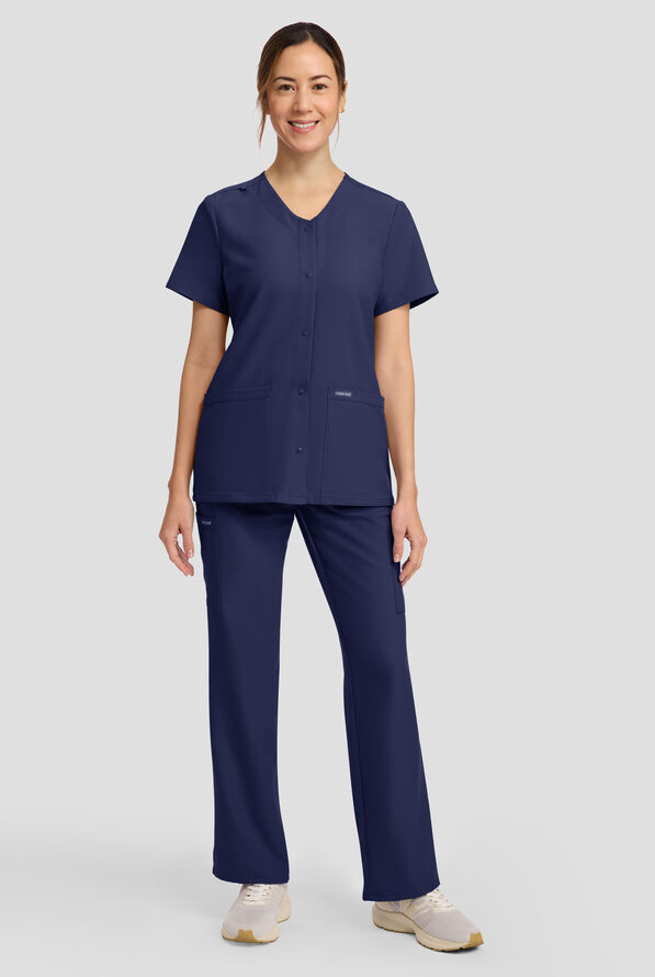 Blusa m&eacute;dica Cherokee Workwear Originals Ultra con cuello en V y 2 bolsillos para mujer - Navy - 3