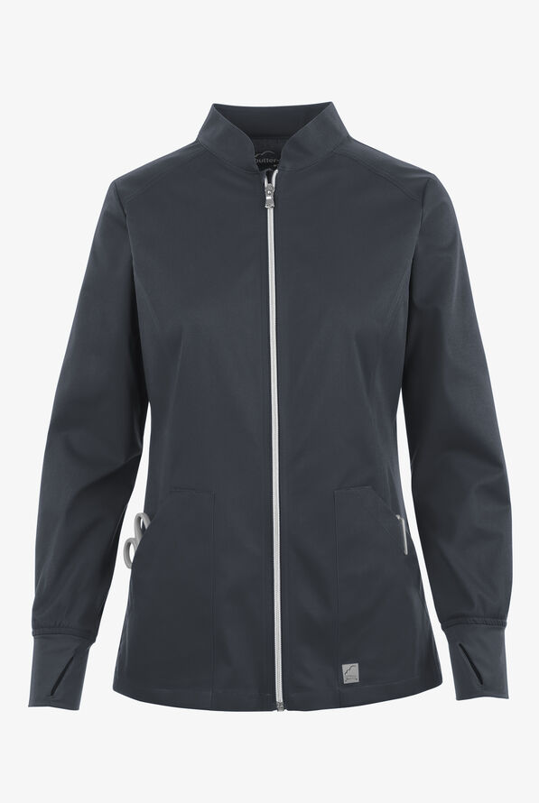 Butter-Soft STRETCH Women's 3-Pocket Zip Front Scrub Jacket - Pewter - 1