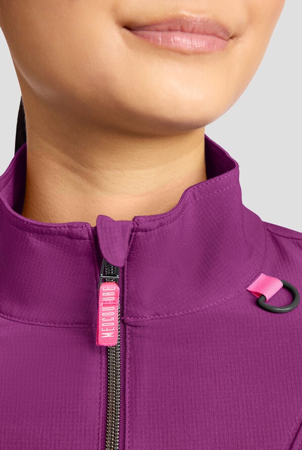 Chaqueta m&eacute;dica abrigada Med Couture Amp STRETCH con cremallera y 2 bolsillos para mujer - Plum Royale - 3