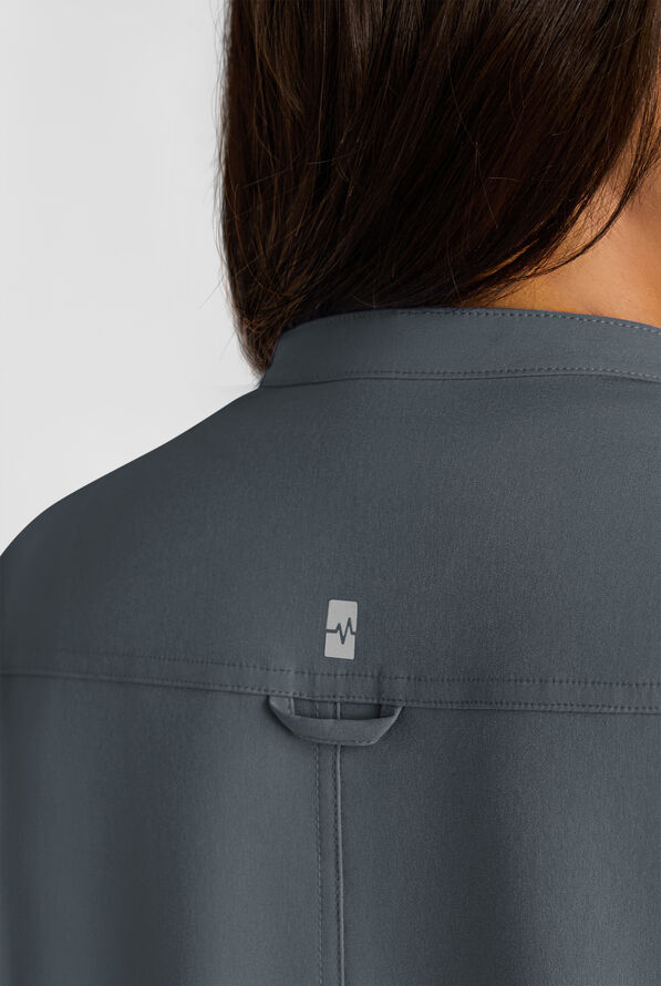 Easy STRETCH Bella Women's 1-Pocket Henley Scrub Top - Pewter - 5