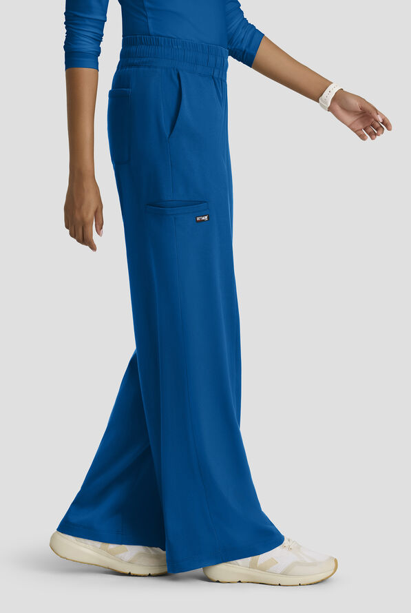 Grey's Anatomy by Barco Emerge Emerson Women's 5-Pocket STRETCH High-Rise Wide Leg Scrub Pants - Royal - 3