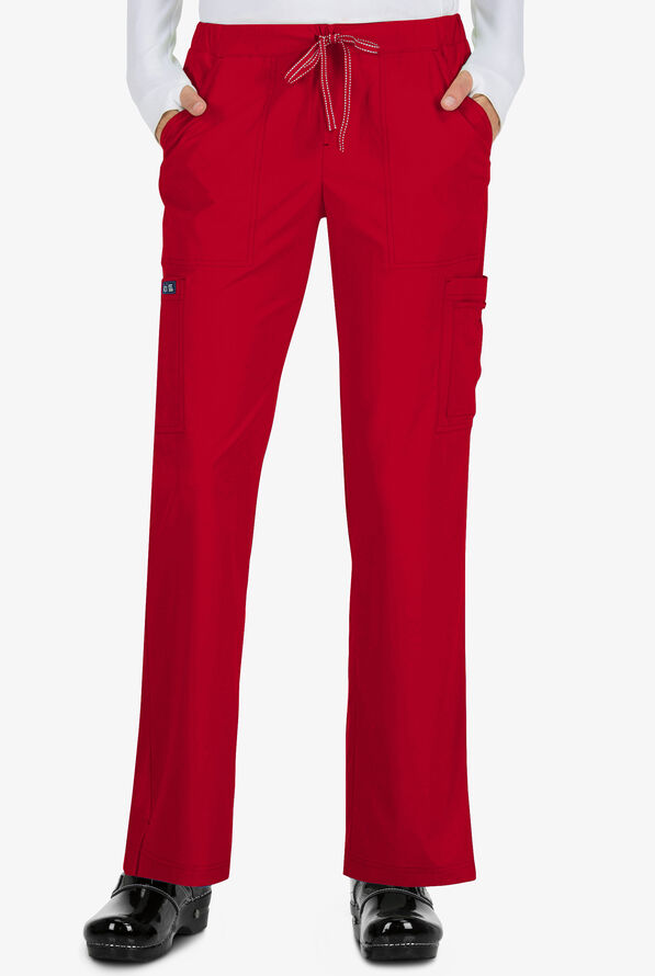 Pantalón médico koi Basics Holly petite estilo cargo con 8 bolsillos para mujer - Ruby - 1