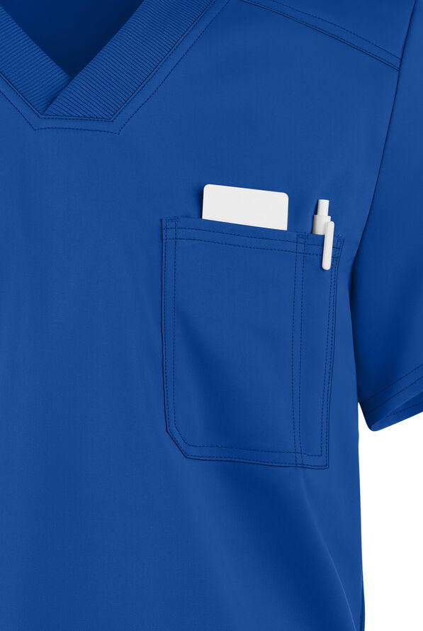 Camisa m&eacute;dica Cherokee Workwear Revolution Tech con cuello en V y 1 bolsillo para hombre - Royal - 4