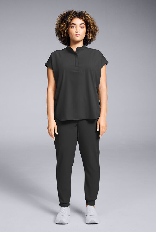 Hypothesis Women's Meta Oversized Dolman Sleeve Scrub Top - Jet Black - 4