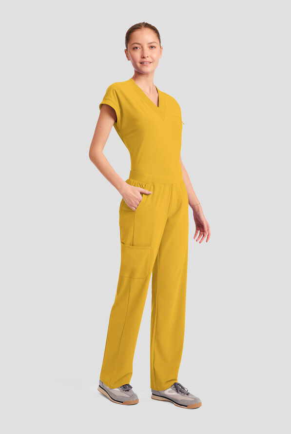 Infinity Pursuit Women's 4-Pocket STRETCH Straight Leg Scrub Pant - Butterscotch - 5