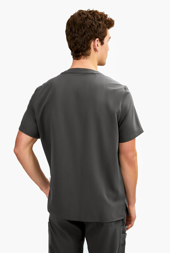 Keswi Men's 2-Pocket V-Neck Scrub Top - Pewter - 3