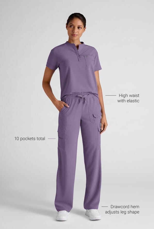 Easy STRETCH Ayo Women's 10-Pocket Cargo Scrub Pants - Purple Dusk - 3
