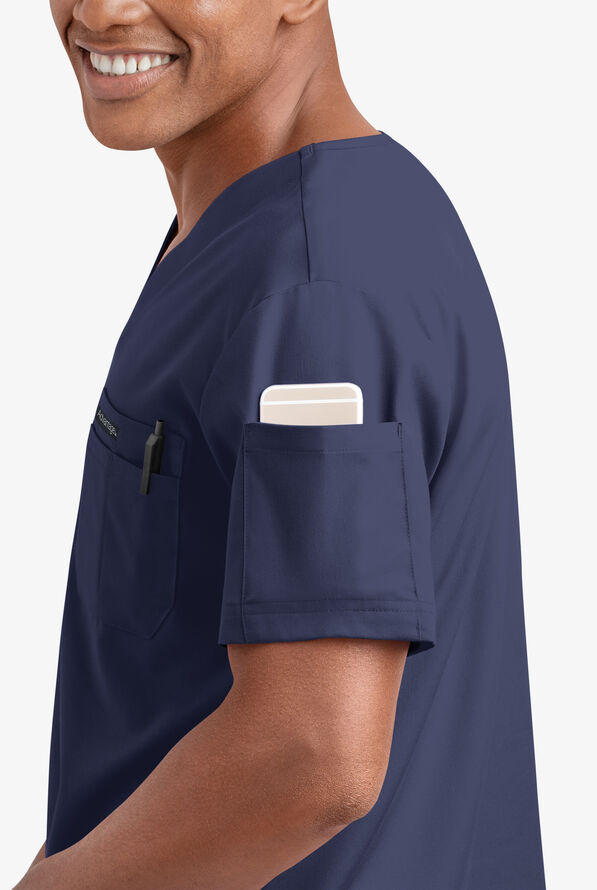 Advantage STRETCH Men's 4-Pocket V-Neck Scrub Top - Navy - 3