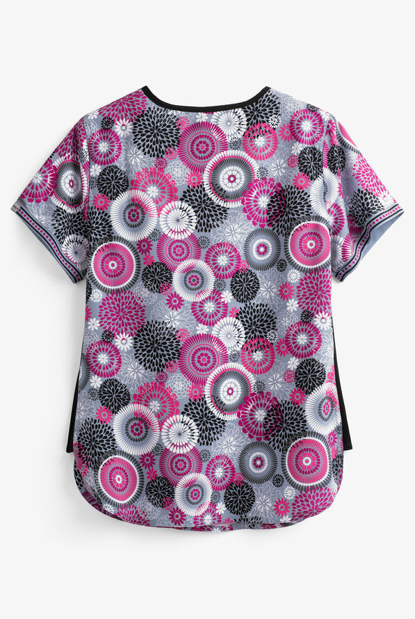 Zavate Ava Therese Raspberry Splash VNeck Print Top, Stretch Scrubs