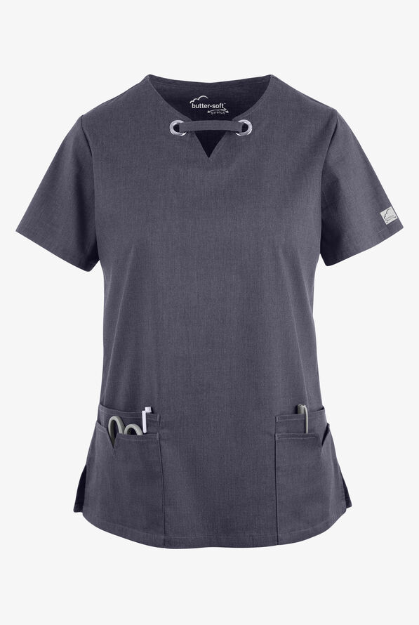 Blusa médica UA Butter-Soft STRETCH con ojales y 4 bolsillos para mujer - Indigo Denim - 1