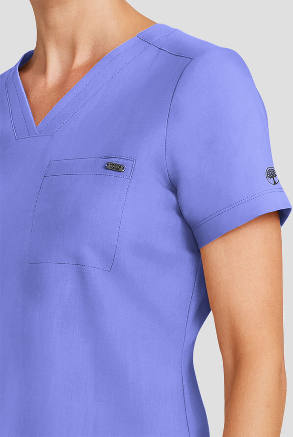 Healing Hands Quest Women's 1-Pocket STRETCH Tuck In V-Neck Scrub Top - Ceil Blue - 3