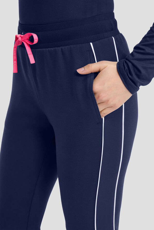 Med Couture Layers Women's 2-Pocket STRETCH High-Rise Straight Leg Scuba Knit Cargo Scrub Pant - Navy - 2