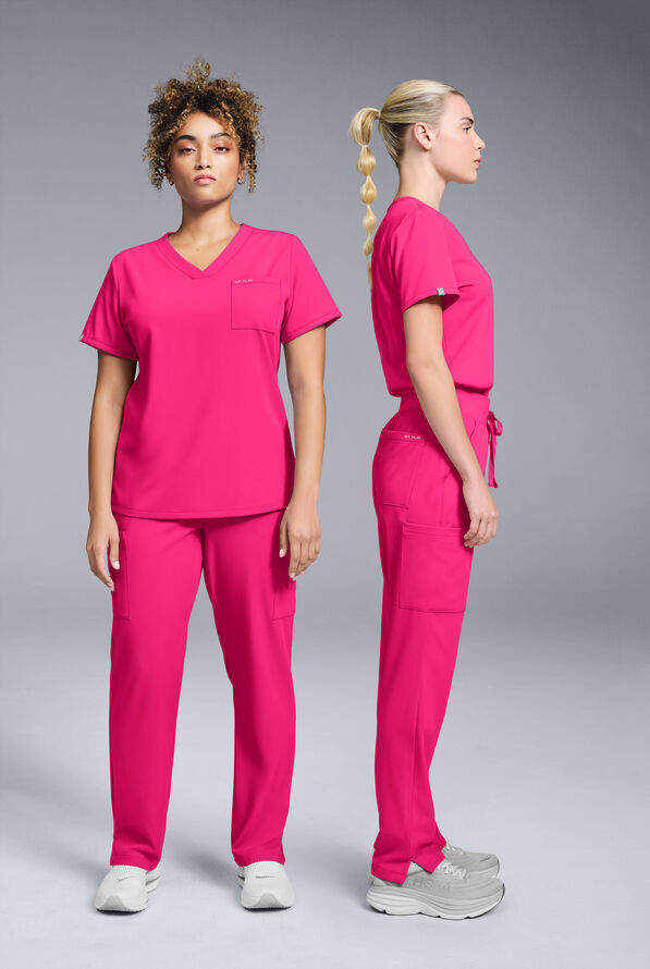 Hypothesis Women's Base V-Neck Tuck-In Scrub Top - Reactive Pink - 4