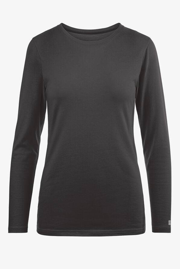 Camiseta médica Maevn Matrix STRETCH rica en algodón con mangas largas para mujer - Pewter - 1