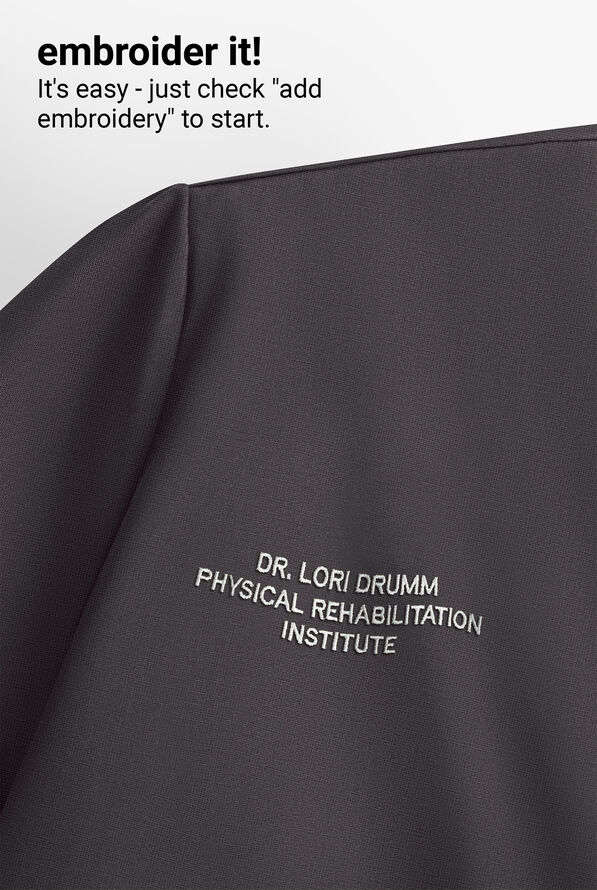 Skechers by Barco Ripstop Station Men's 3-Pocket STRETCH Notched Hem Round Neck Scrub Top - Pewter - 6