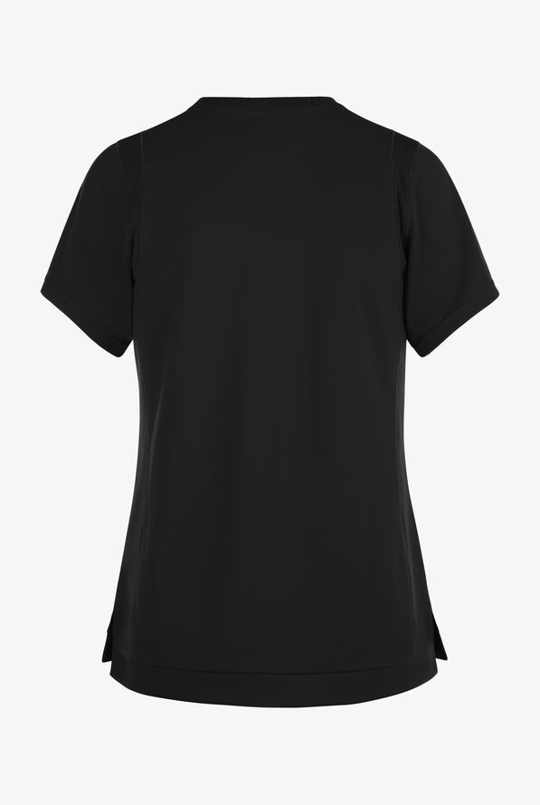 Wink Renew Knit Women's 2-Pocket STRETCH Rib-Knit Crew Neck Scrub Top - Black - 4