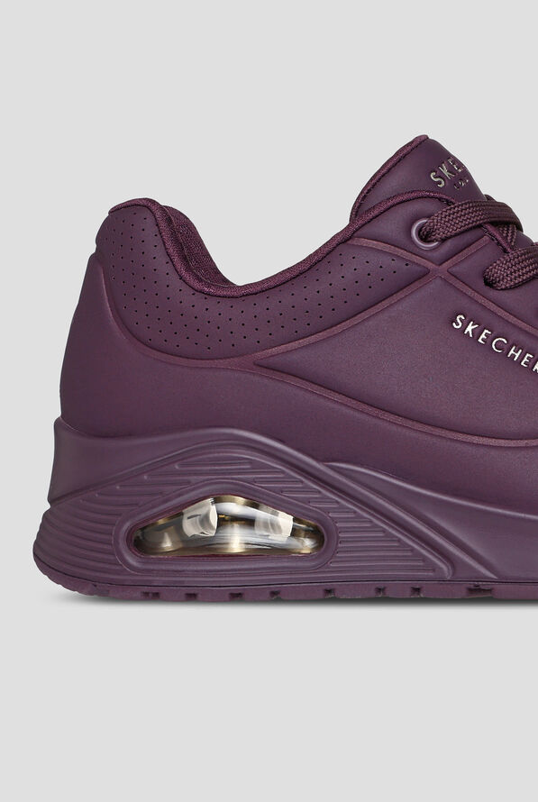 Skechers Street Burgundy Dura Leather Uno Athletic Lace Up Shoes - Burgundy - 4