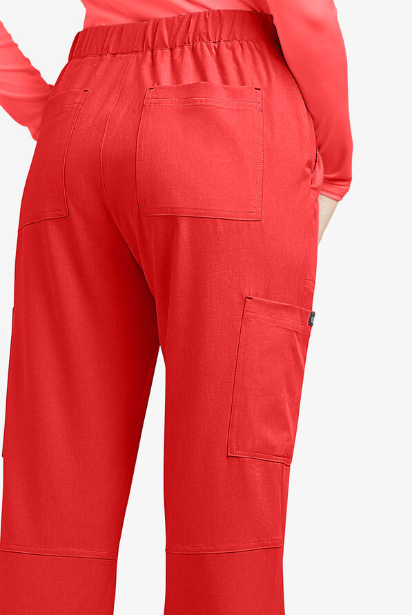 koi Basics Holly Women's 8-Pocket STRETCH Cargo Scrub Pants - Heather Candy Red - 3