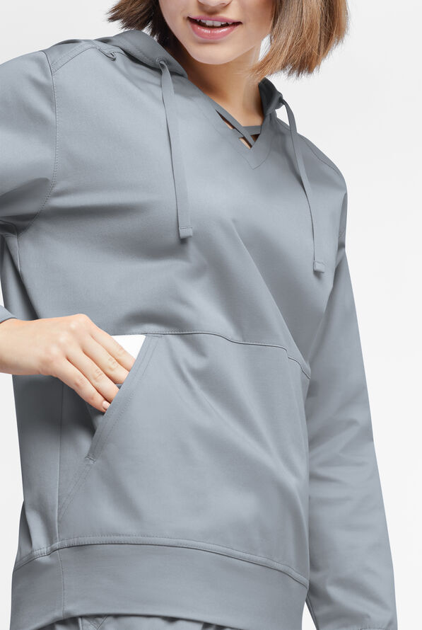 Sudadera m&eacute;dica UA Butter-soft STRETCH con capucha y 4 bolsillos para mujer - Silver - 3