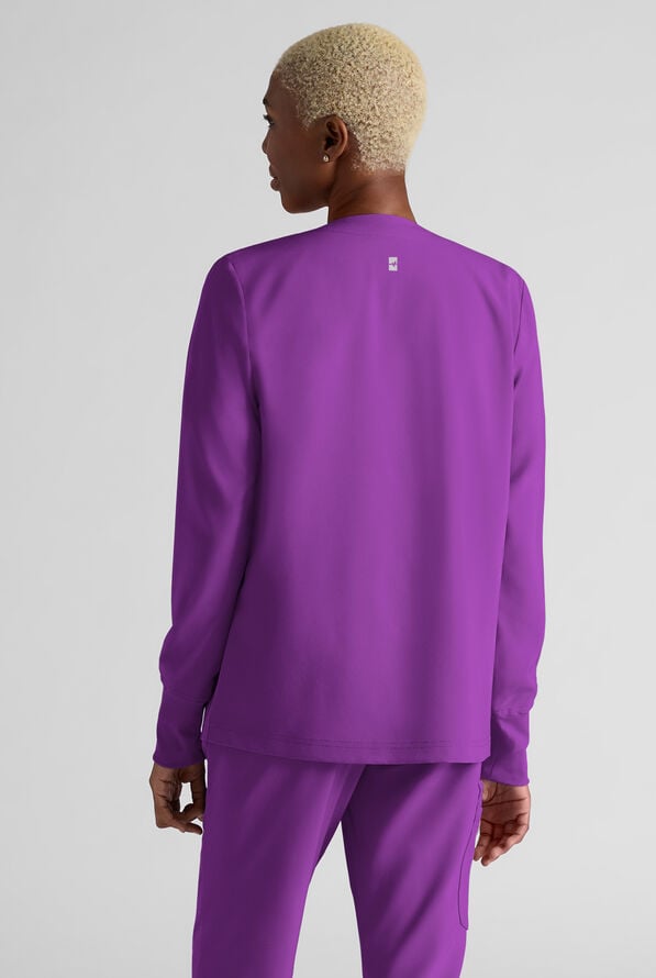 Easy STRETCH Rachel Women's 3-Pocket Snap Front Scrub Jacket - Fresh Purple - 2