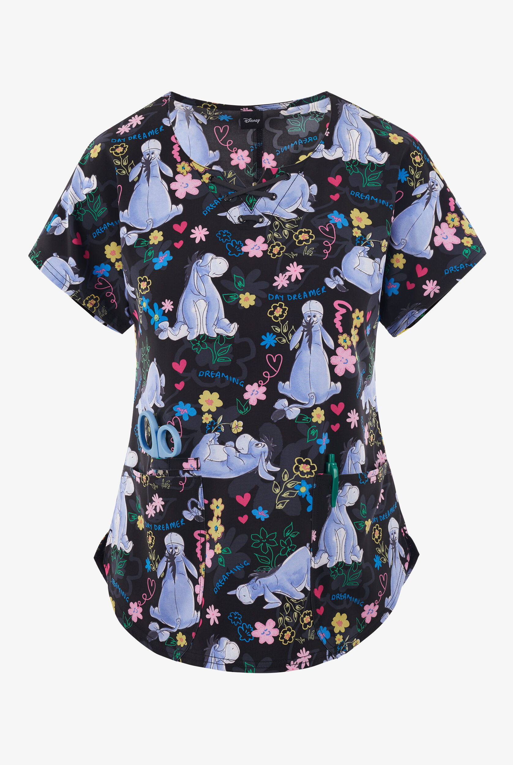 Tooniforms Disney's Eeyore Dreams Women's 2-Pocket STRETCH V-Neck