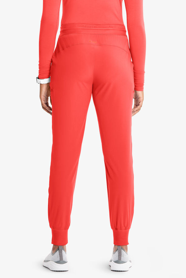 Infinity GNR8 Women's 4-Pocket STRETCH Rib-Knit Internal Drawstring Cargo Jogger Scrub Pants - Vivid Orange - 4