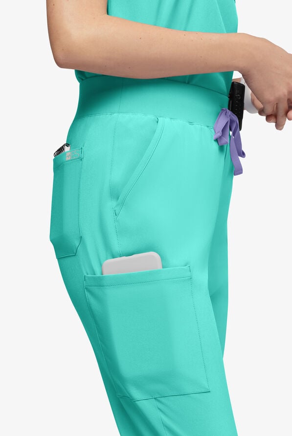 Pantal&oacute;n m&eacute;dico Easy STRETCH Olivia estilo jogger con 7 bolsillos para mujer - Aqua Dust - 2