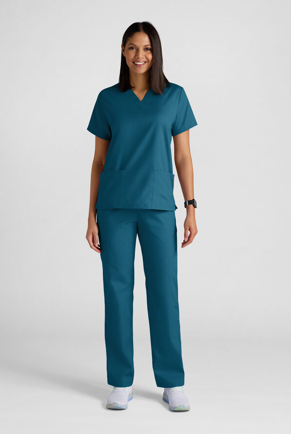 Strictly Scrubs Women's 4-Pocket Scrub Set - Caribbean Blue - 2